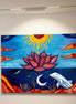 Ölgemälde „Sonnenlotus“ von Laura Gilliar mit detailreicher Lotusblüte zwischen goldener Sonne und tiefblauem Meer.