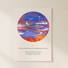 Originaler Kunstdruck „Das Universum in uns“ mit leuchtenden Planeten, Sternen, einer kosmischen Bildwelt und Zitat.