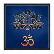 Lotus Blume mit Om · Leinwanddruck | Spirituelle Wandkunst | 60×60 cm