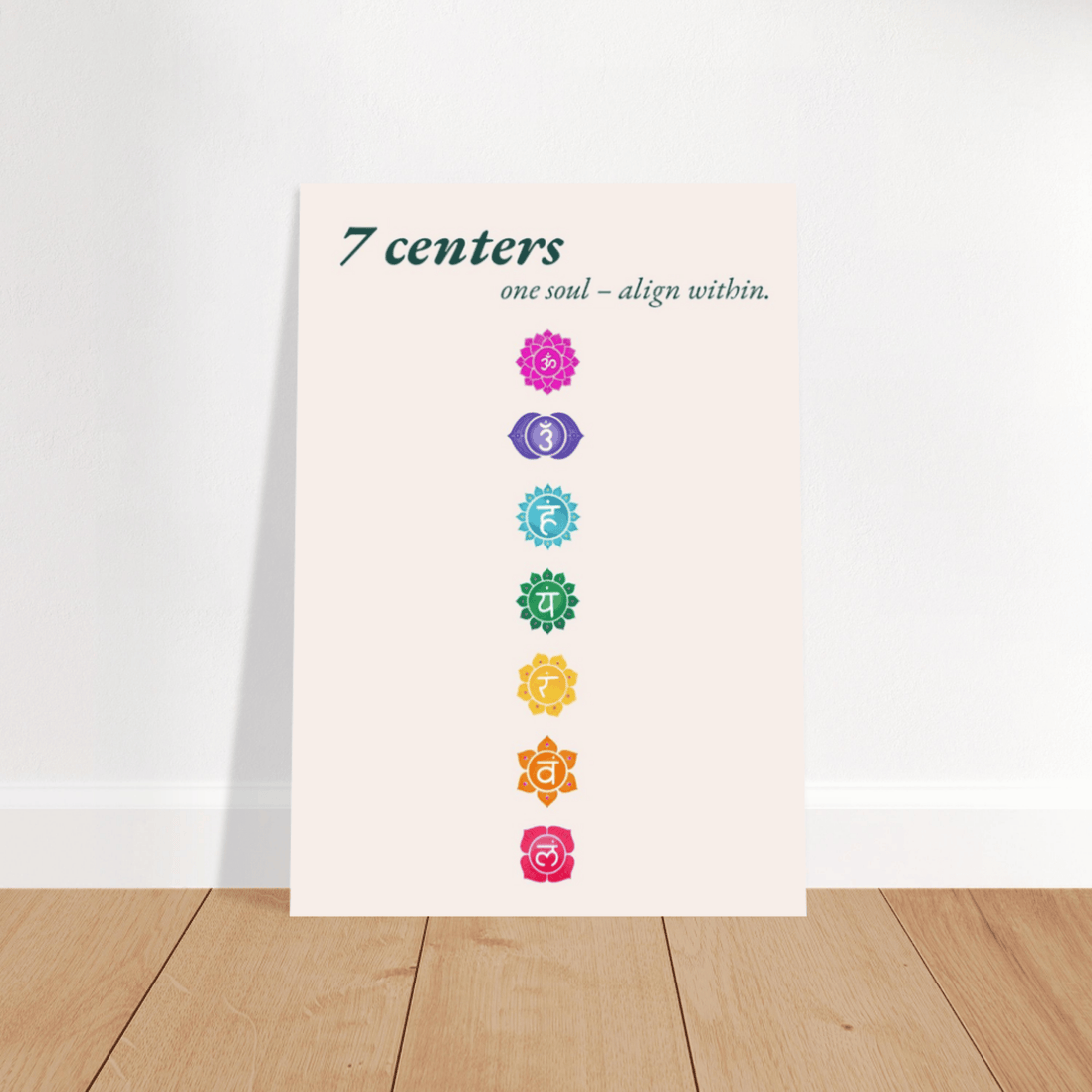 Seven Chakras · Fine Art Print A4–A2 | Sand & Tannengrün wählbar