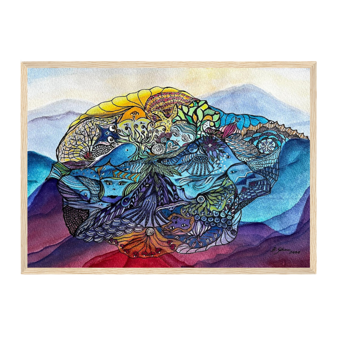 Oceanic Soul · Der Wal | Aquarell & Fineliner · Fine Art Kunstdruck A4–A2