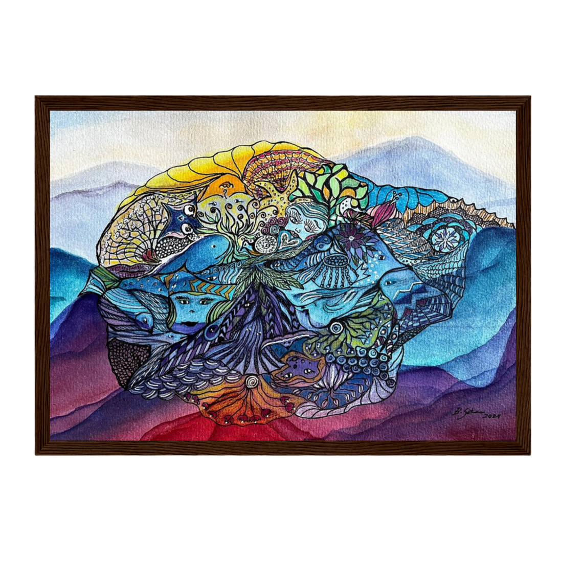 Oceanic Soul · Der Wal | Aquarell & Fineliner · Fine Art Kunstdruck A4–A2