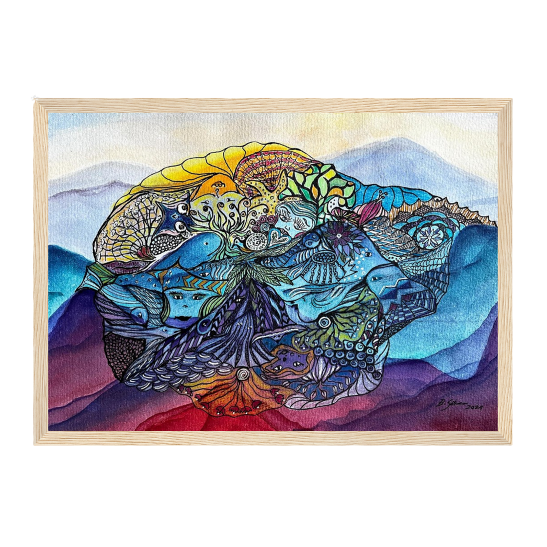 Oceanic Soul · Der Wal | Aquarell & Fineliner · Fine Art Kunstdruck A4–A2