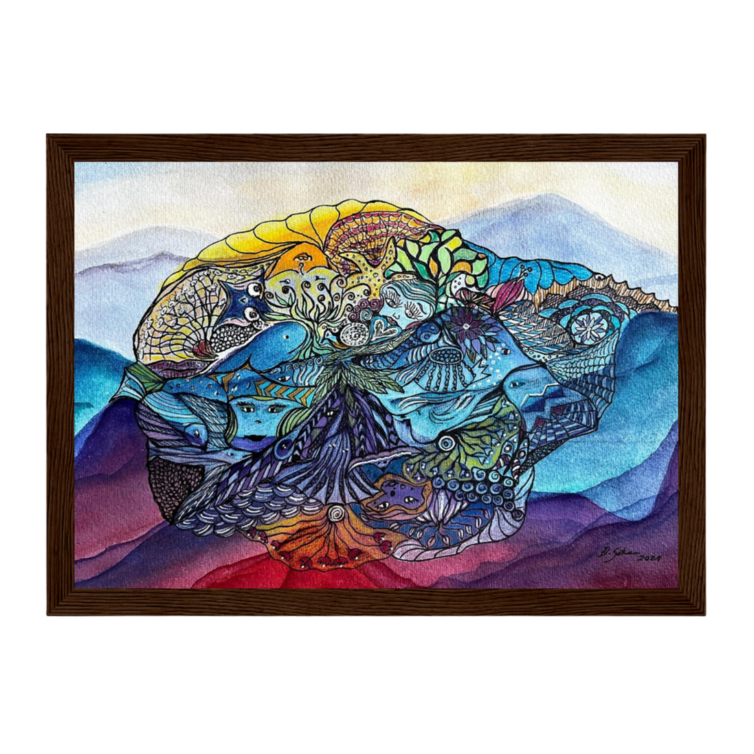 Oceanic Soul · Der Wal | Aquarell & Fineliner · Fine Art Kunstdruck A4–A2