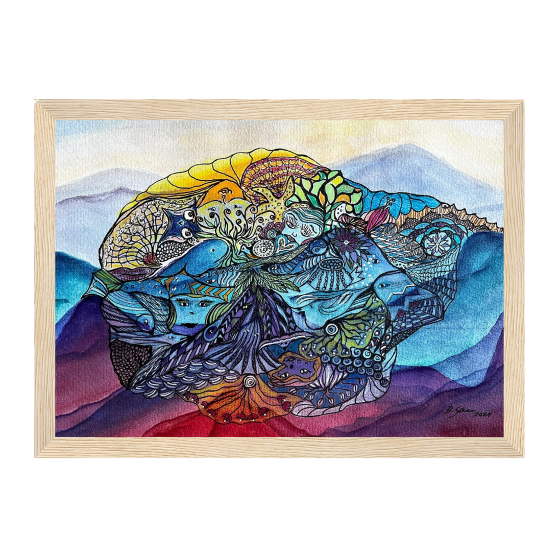 Oceanic Soul · Der Wal | Aquarell & Fineliner · Fine Art Kunstdruck A4–A2