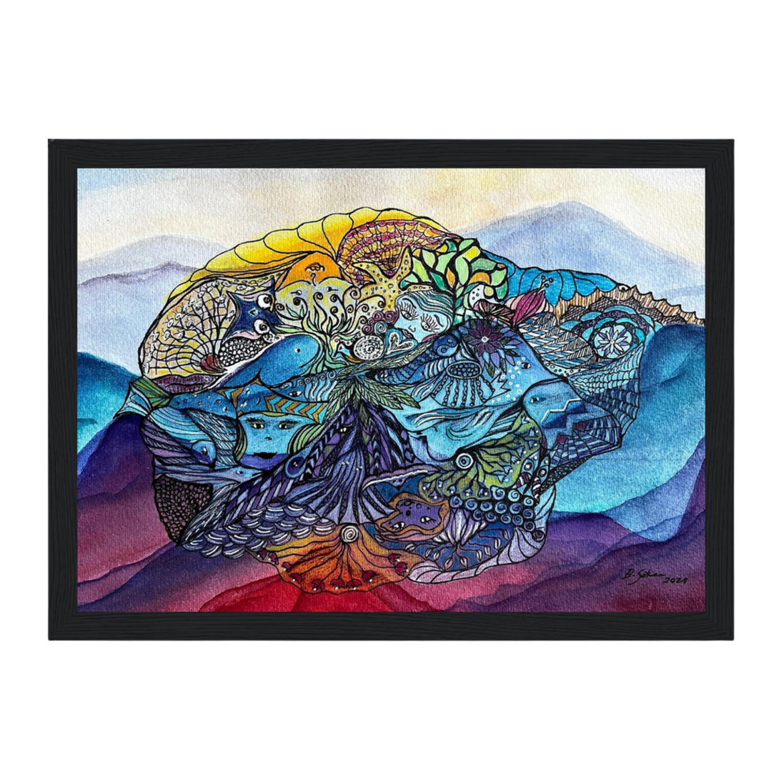 Oceanic Soul · Der Wal | Aquarell & Fineliner · Fine Art Kunstdruck A4–A2
