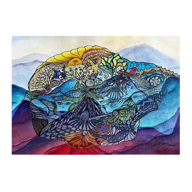 Oceanic Soul · Der Wal | Aquarell & Fineliner · Fine Art Kunstdruck A4–A2