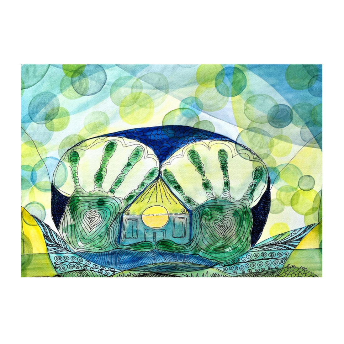 Healing Hands · Aquarell & Fineliner | Fine Art Poster A3–A2