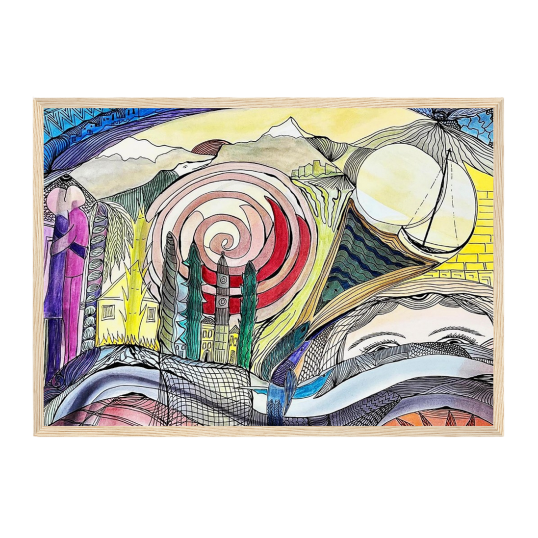 In Verbindung · Aquarell & Fineliner · Fine Art Poster A3–A2