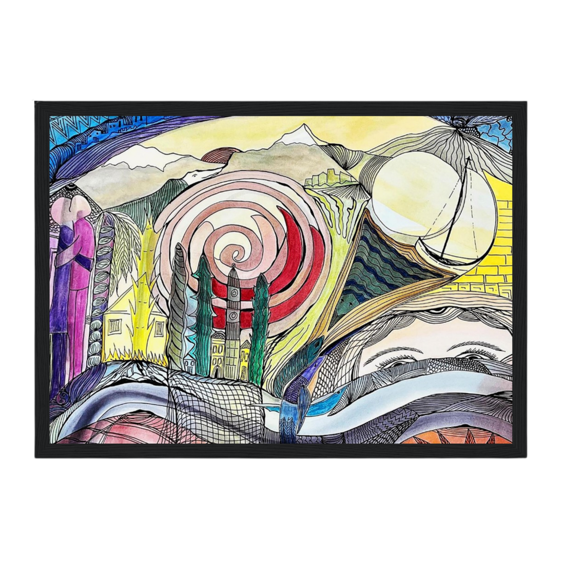 In Verbindung · Aquarell & Fineliner · Fine Art Poster A3–A2