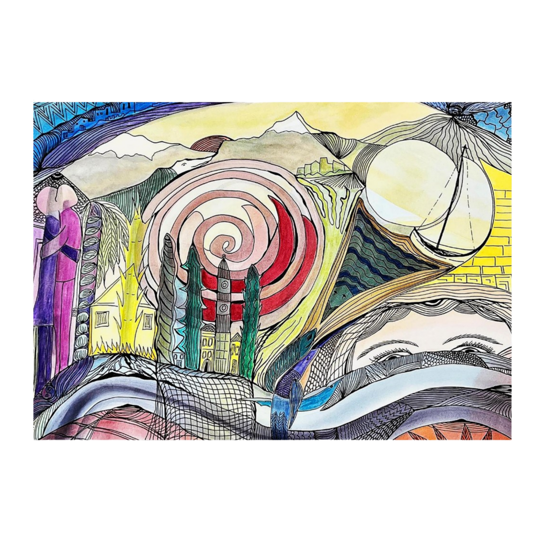 In Verbindung · Aquarell & Fineliner · Fine Art Poster A3–A2