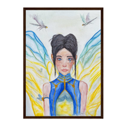 Lilly · Die Frau der Libellen · Fine Art Poster | Herzchakra Aquarell | Gerahmt
