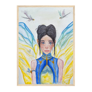 Lilly · Die Frau der Libellen · Fine Art Poster | Herzchakra Aquarell | Gerahmt