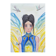 Lilly · Die Frau der Libellen · Fine Art Poster | Herzchakra Aquarell | Gerahmt