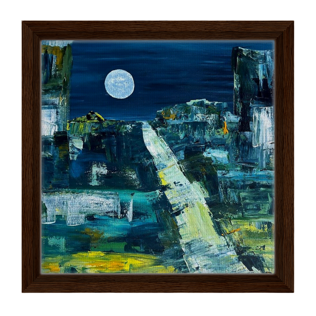 Magic Moon · Acrylbild Mitternachtsstimmung Gerahmt