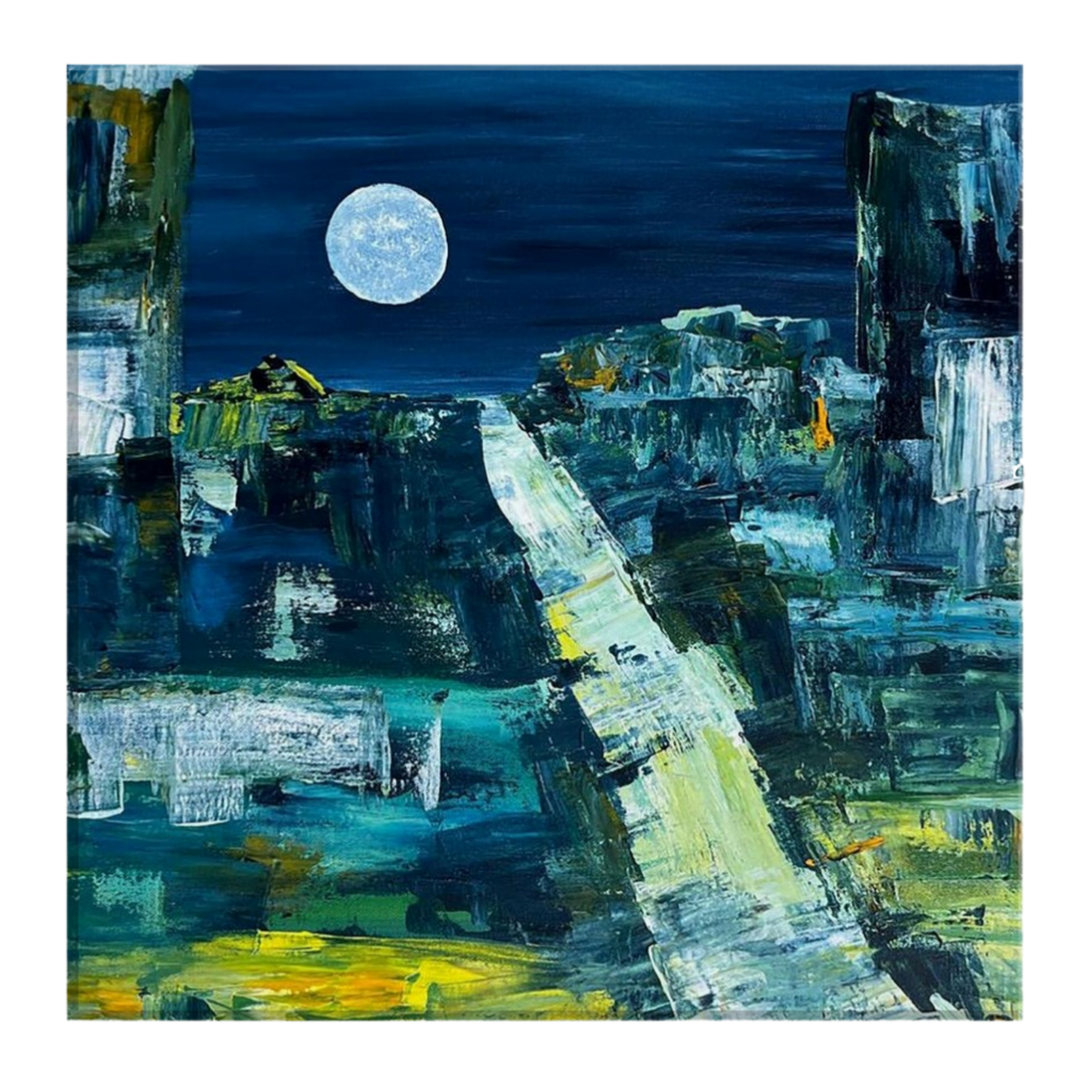 Magic Moon · Acrylbild Mitternachtsstimmung Gerahmt