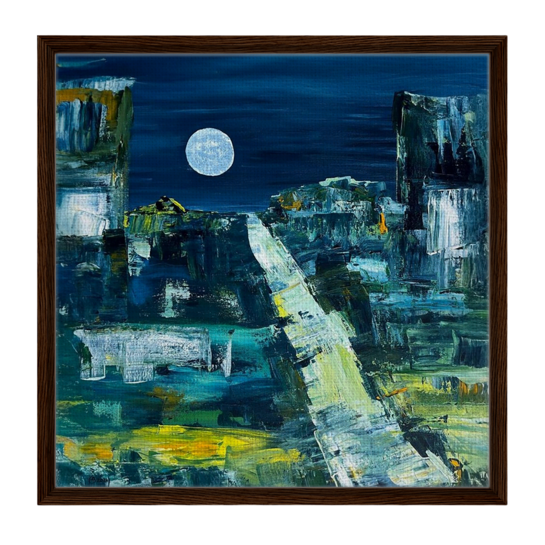 Magic Moon · Acrylbild Mitternachtsstimmung Gerahmt