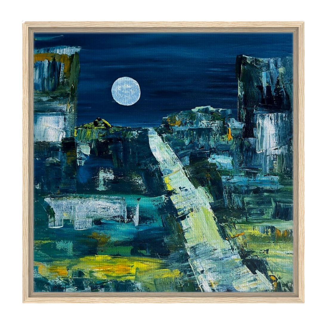 Magic Moon · Acrylbild Mitternachtsstimmung Gerahmt
