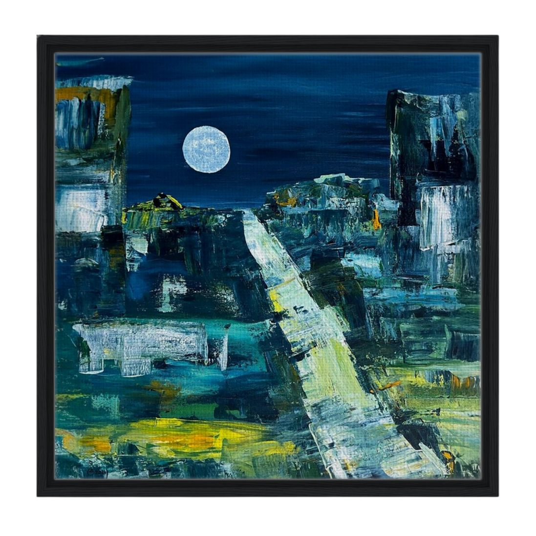 Magic Moon · Acrylbild Mitternachtsstimmung Gerahmt