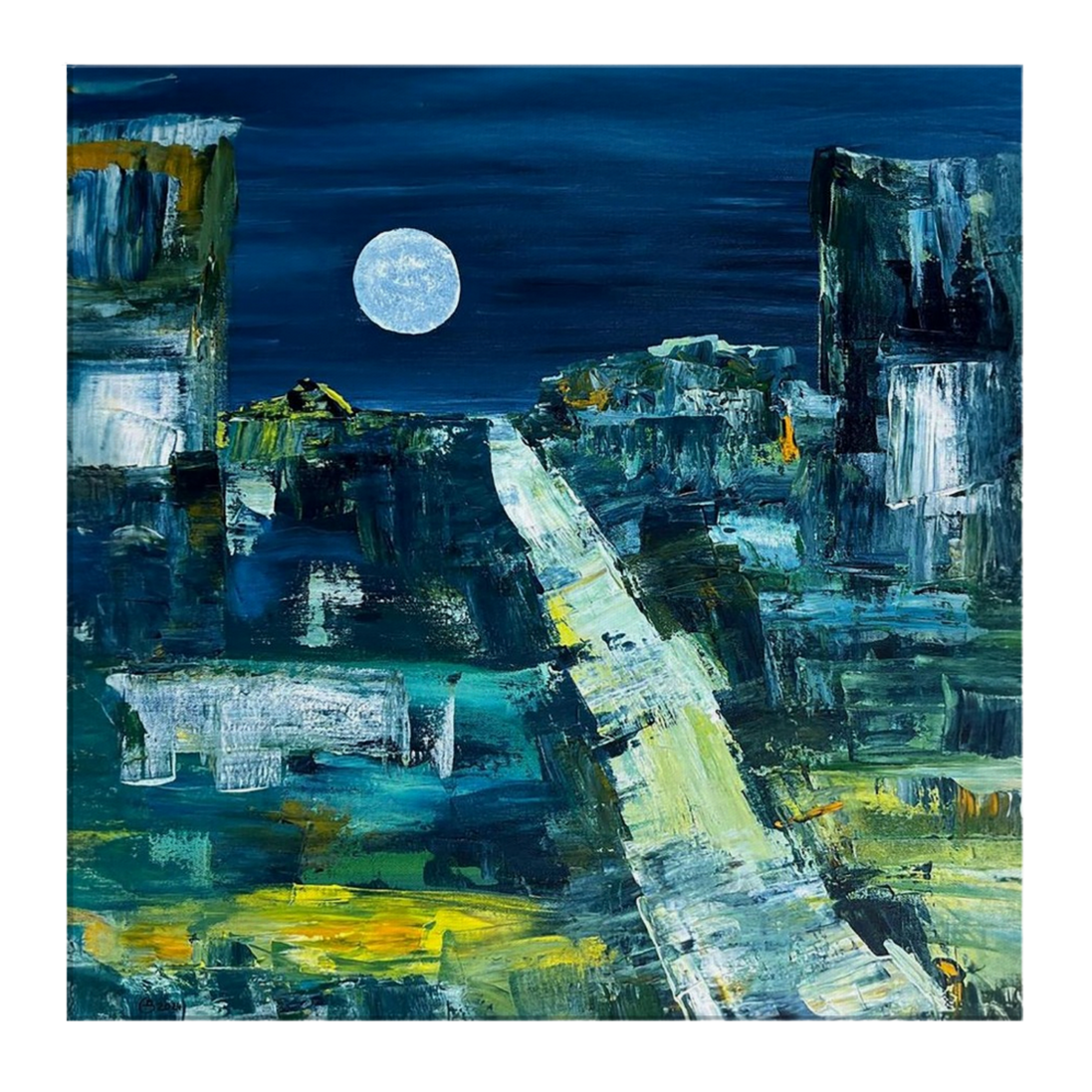 Magic Moon · Acrylbild Mitternachtsstimmung Gerahmt