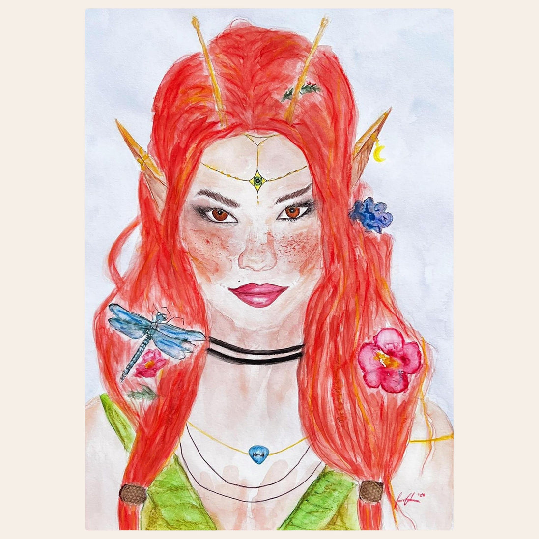 Ophelia · Kunsttherapeutin | Fine Art Poster A4–A2 | Aquarell | Gerahmt & Ungerahmt
