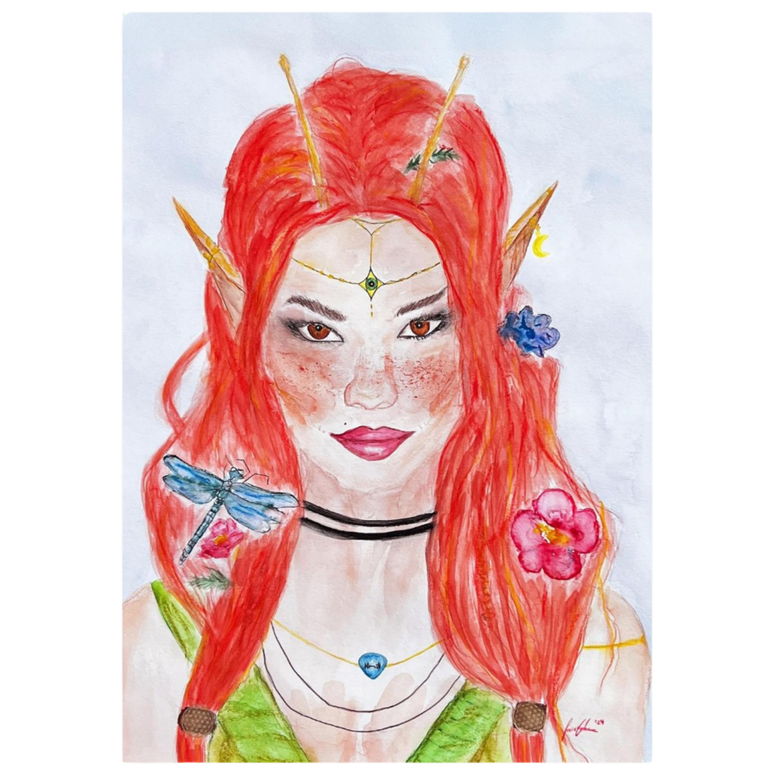 Ophelia · Kunsttherapeutin | Fine Art Poster A4–A2 | Aquarell | Gerahmt & Ungerahmt