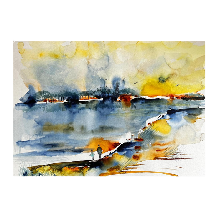 Spaziergang mit dem Inneren Kind | Aquarell Fine Art Kunstdruck A3–A1