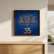 Lotus Blume mit Om · Leinwanddruck | Spirituelle Wandkunst | 60×60 cm