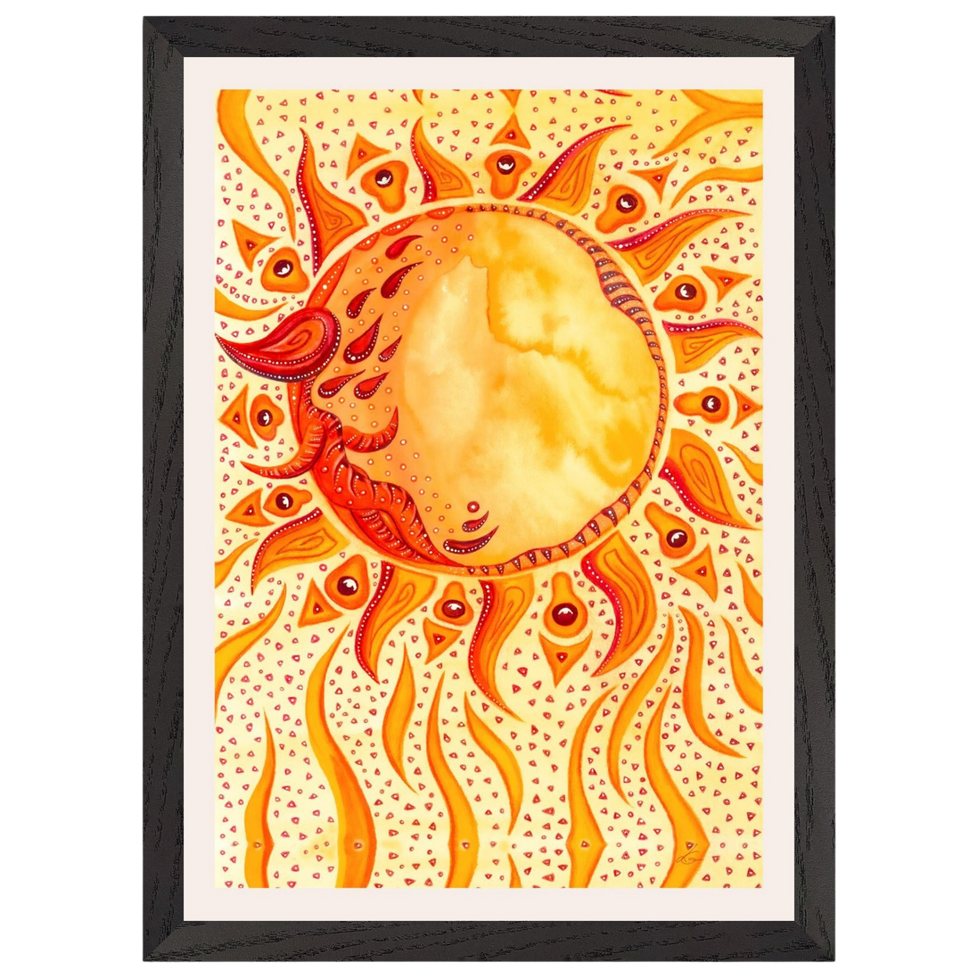 Sonnenseele · Fine Art Poster A3 | Spirituelles Aquarell | Gerahmt & Ungerahmt